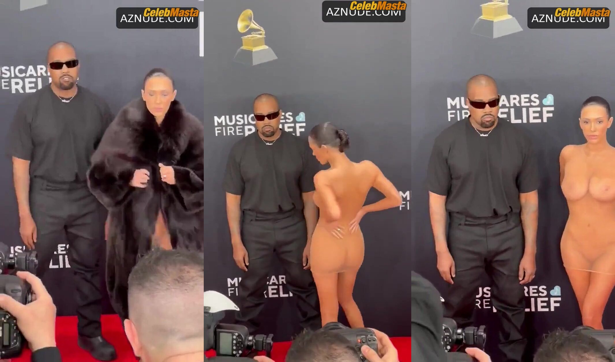Bianca Censori Breasts Scene in The Grammy Awards